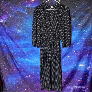 Jamie- Black & White Polka Dot Long Sleeve Dress